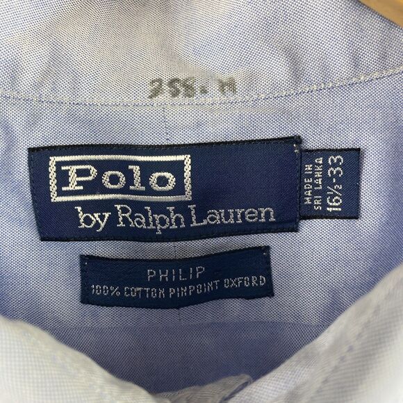 Polo Ralph Lauren Philip Men's 16.5 -33 Blue Oxford L Sleeve Button Down Shirt - Picture 5 of 16